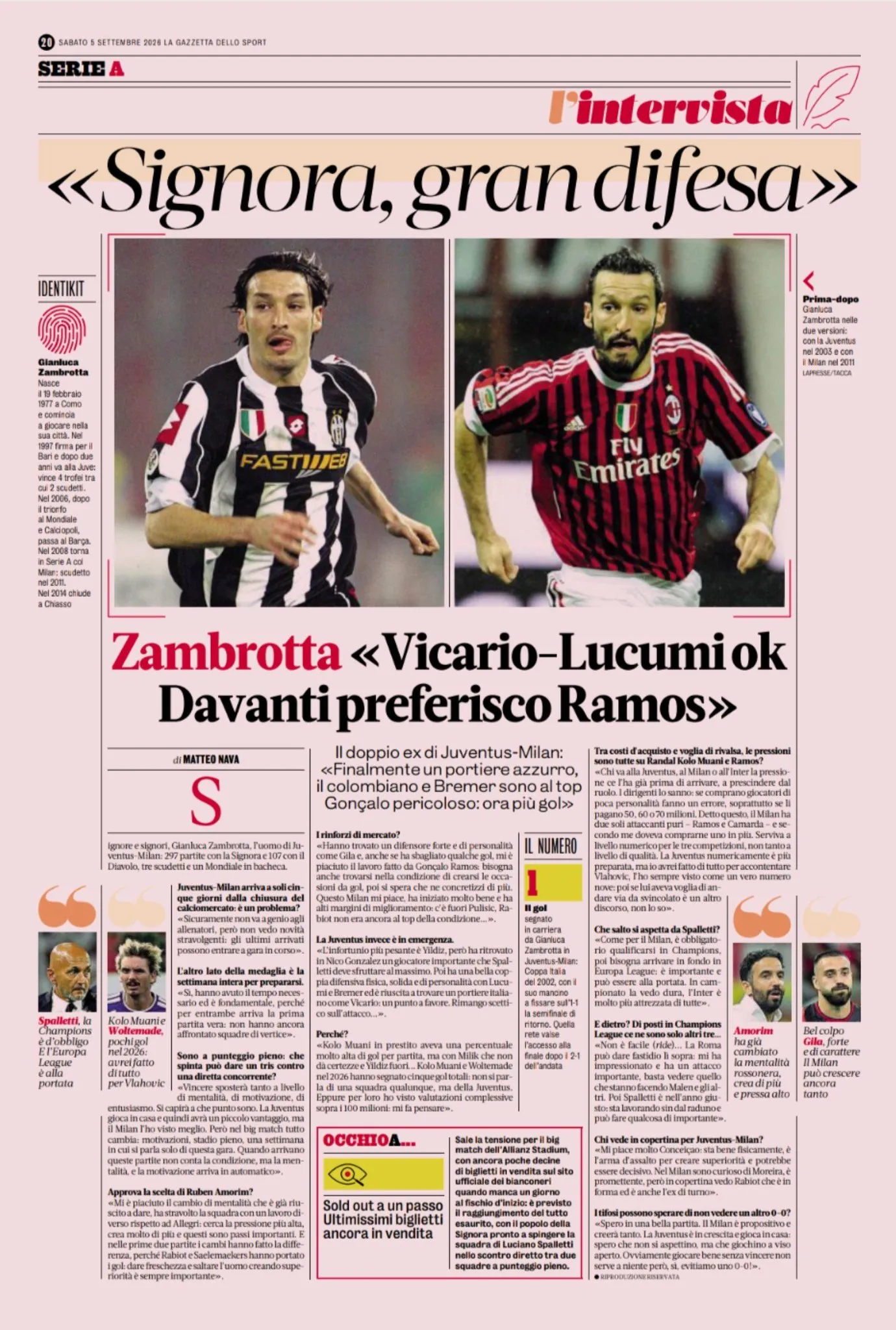 ZAMBROTTA: "MË PELQEN MILAN. NË SULM PREFEROJ RAMOS"
