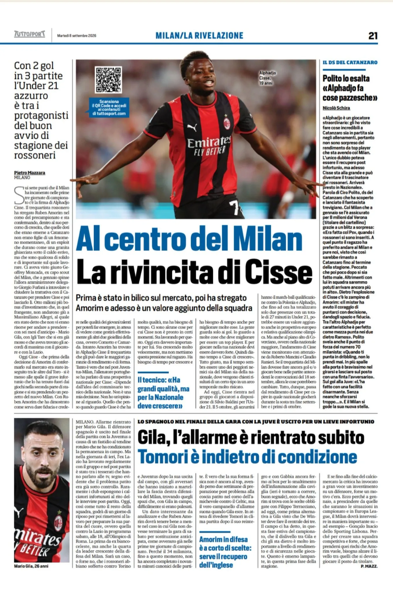 MILAN, POLITO  LËVDON CISSÉ: "BEN GJËRA TË ÇMENDURA. MUND TË BËHET LIDERI I SQUADRËS"