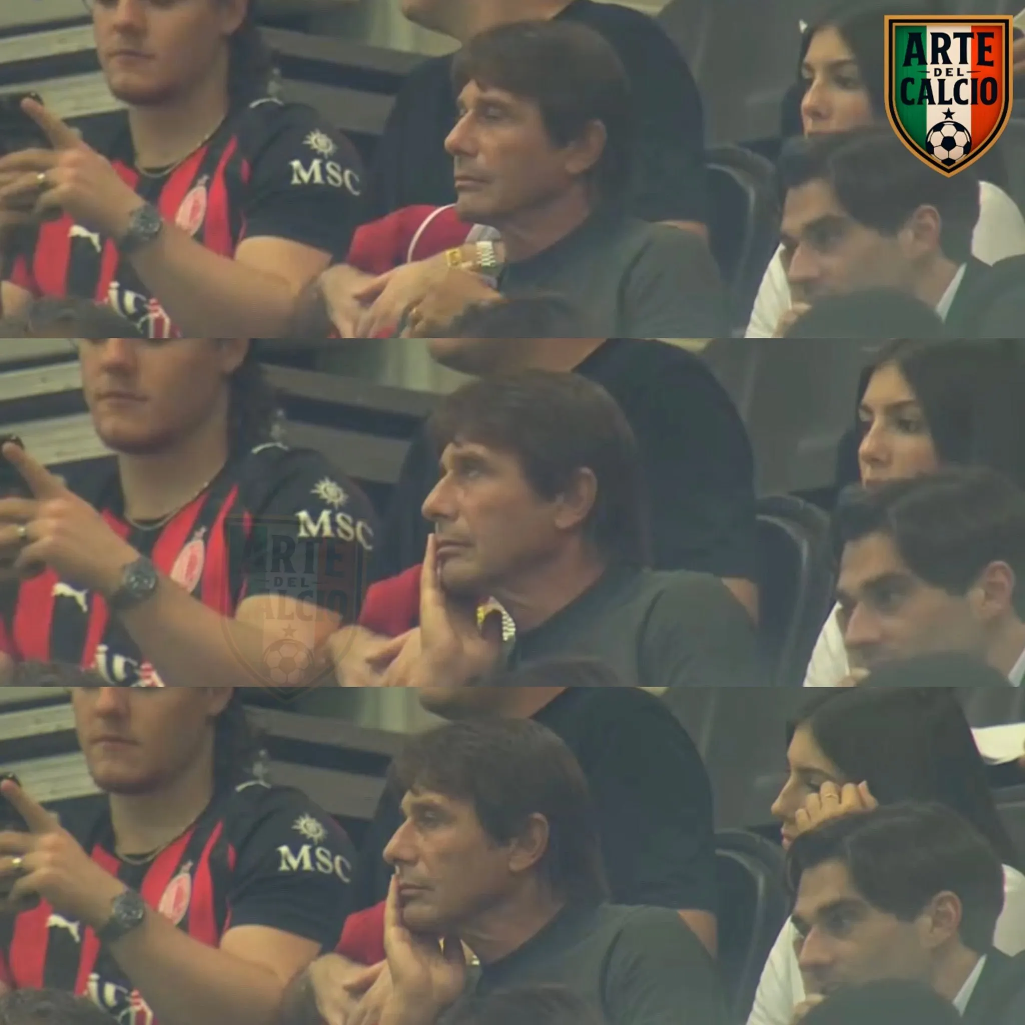 Antonio Conte,duke ndjek Milan-Benfica nga tribunat e Meazzës